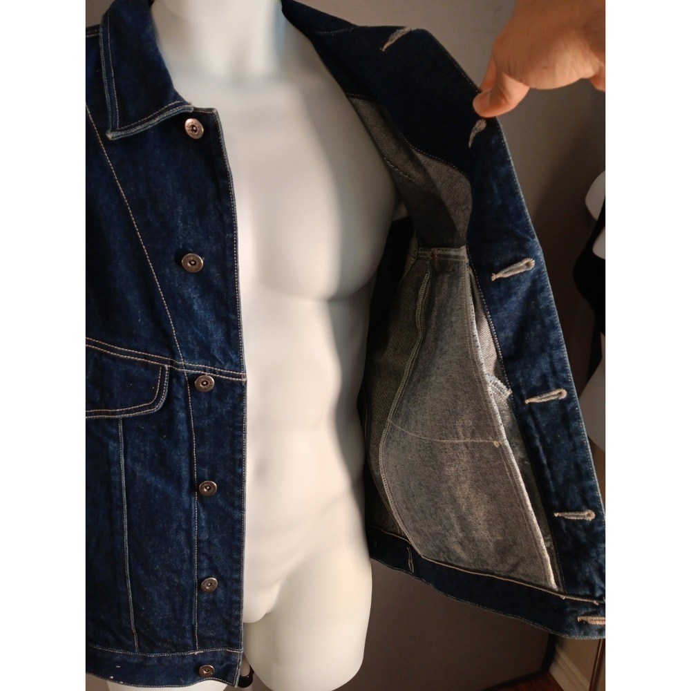 Vintage 80s Jean Jacket Bonjour Jeans Blue Denim Unisex Small S Retro 1980s Vtg - Picture 6 of 6